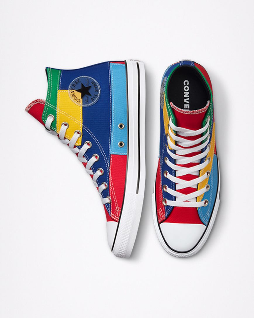 Zapatillas Altas Converse Chuck Taylor All Star Patchwork Hombre Rojas Azules | PE 82W740